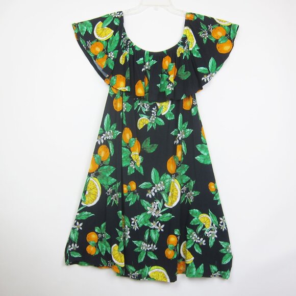 Lane Bryant 14 / 16 Off The Shoulder A Line Dress 4-Way & Pockets Navy Lemon NEW - Picture 7 of 12